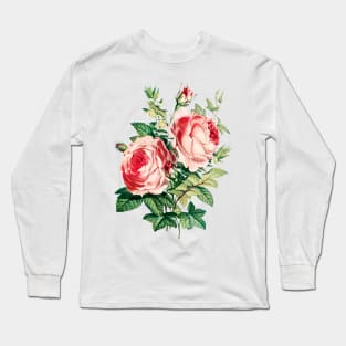 Colorful Vintage Watercolor Rose Flowers Bouquet Long Sleeve T-Shirt